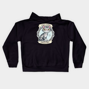 Cute Gray Kitty Cat on Silver Cats are Amazing Kids Hoodie